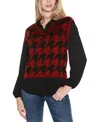Belldini Plus Size Houndstooth Two-fer Sweater In Multi