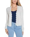 Belldini Women's Imitation-pearl-trim Open Cardigan Sweater In Gray
