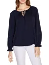 Belldini Women's Keyhole Peasant Top In Navy