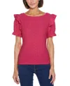 Belldini Plus Size Knit Eyelet Ruffle Sleeve Top