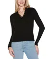 Belldini Women's Long Sleeve Johnny Collar Sweater In Multi