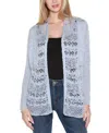 Belldini Women's Open-front Pointelle-trim Cardigan Sweater In Multi