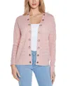 Belldini Women's Pointelle And Grommet Open Cardigan Sweater In Smokey Rose