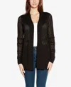 Belldini Women's Pointelle Long Sleeves Open Cardigan Sweater In Black