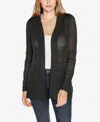 Belldini Women's Pointelle Long Sleeves Open Cardigan Sweater In Black