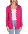 Belldini Women's Rhinestone Grommet Open-front Cardigan Sweater In Pomegranate Punch