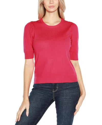 Belldini Women's Rivet- Detail Puff-sleeve Sweater In Red