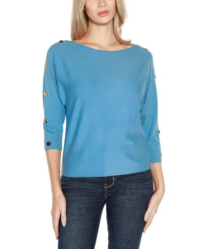 Belldini Women's Rivet-trim Dolman-sleeve Sweater In Blue