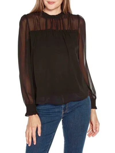 Belldini Women's Ruffle Trim Chiffon Top In Black
