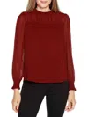 Belldini Black Label Women's Gathered Chiffon Top In Cranberry