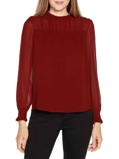 Belldini Black Label Women's Gathered Chiffon Top In Cranberry