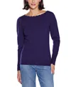 Belldini Women's Scalloped-trim Boat Neck Sweater In Blue