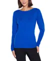Belldini Women's Scalloped-trim Boat Neck Sweater In Blue
