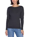 Belldini Women's Scalloped-trim Boat Neck Sweater In Gray