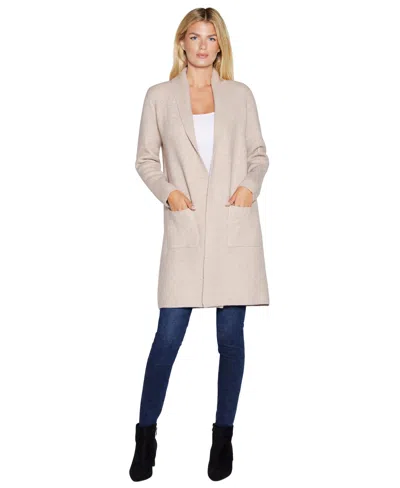 Belldini Women's Shawl Collar Open-front Duster Cardigan In Neutral