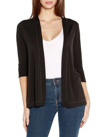 Belldini Women's Studded Open Front Cardigan In Black