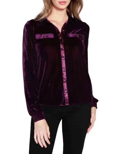 Belldini Women's Velvet Shirt In Aubergine