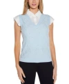 Belldini Womens Two Fer Pullover Sweater In Tropical Sky,white