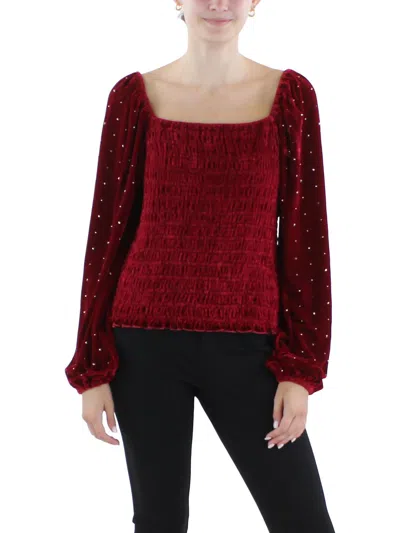 Belldini Womens Velvet Embellished Blouse In Red