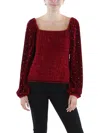 Belldini Womens Velvet Embellished Blouse In Red