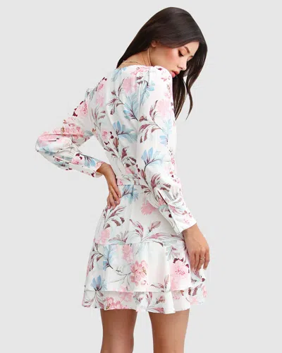 Belle & Bloom A Night With You Mini Wrap Dress In White