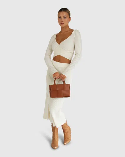 Belle & Bloom All My Life Knit Midi Skirt In White