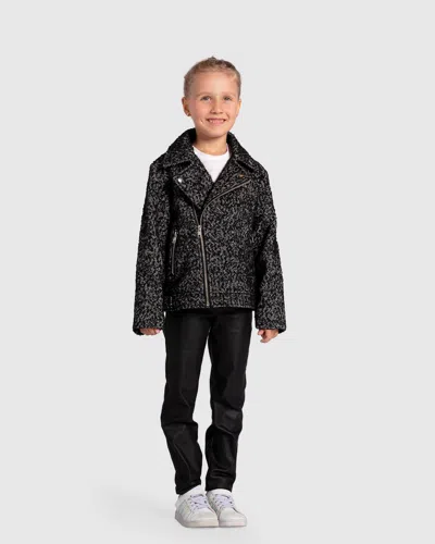 Belle & Bloom Kids' Angel's Face Biker Jacket In Black