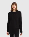 Belle & Bloom At Last Cable Knit Jumper With Slit In Black