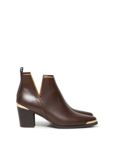 Belle & Bloom Austin Croc Embossed Ankle Boot In Brown