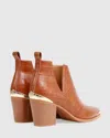 Belle & Bloom Austin Croc Embossed Ankle Boot - Camel In Brown