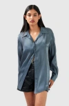 Belle & Bloom Back To You Iridescent Shirt In Slate