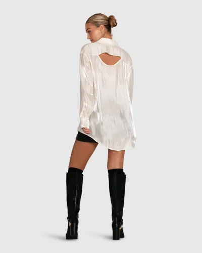 Belle & Bloom Back To You Iridescent Shirt In White