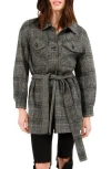 Belle & Bloom Back Together Plaid Wool Blend Coat In Black/white