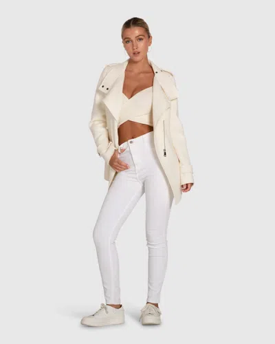Belle & Bloom Bad Girl Wool Blend Moto Coat In White