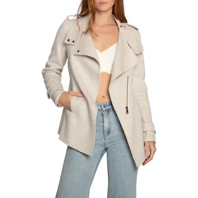 Belle & Bloom Bad Girl Wool Blend Moto Coat In White