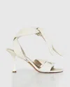 Belle & Bloom Bad Liar Leather Tie Heeled Sandal In White