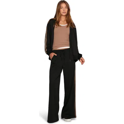 Belle & Bloom Beach Front Striped Wide Leg Pants In Black
