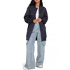 Belle & Bloom Belle And Bloom Chasing You Long Bomber Jacket In Blue
