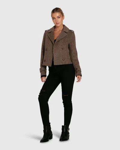 Belle & Bloom Better Off Military Peacoat In Brown