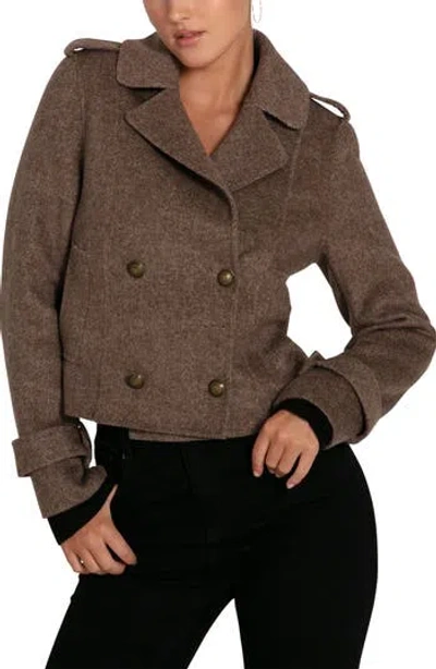 Belle & Bloom Better Off Wool Blend Military Peacoat In Walnut