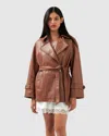Belle & Bloom Bff Belted Leather Jacket In Brown