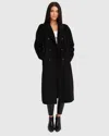 Belle & Bloom Boss Girl Double-breasted Lined Wool Coat In Black