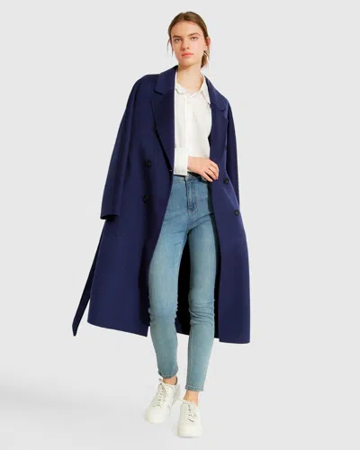 Belle & Bloom Boss Girl Double-breasted Wool Coat In Blue