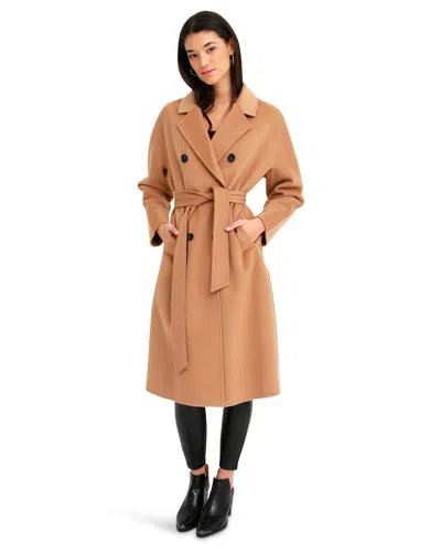 Belle & Bloom Boss Girl Double-breasted Wool Coat In Brown