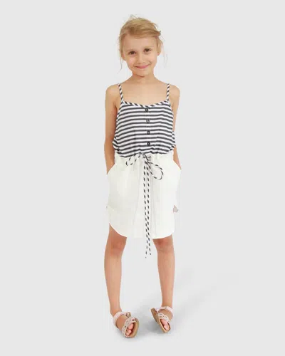 Belle & Bloom Kids' Bright Side Striped Mini Dress In White