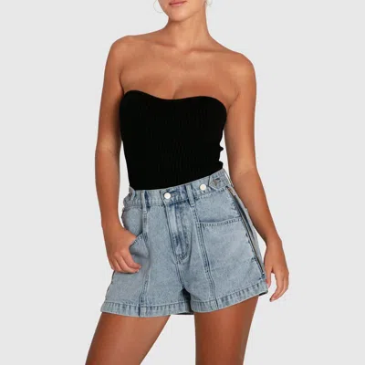 Belle & Bloom Bring The Heat Denim Shorts In Stonewash