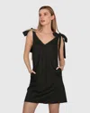 Belle & Bloom Burning Love Tie Shoulder Mini Dress In Black