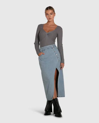 BELLE & BLOOM CAN'T FORGET YOU DENIM MIDI SKIRT