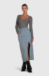 Belle & Bloom Can't Forget You Denim Midi Skirt In Stonewash