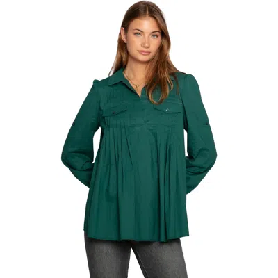 Belle & Bloom Catch Feelings Pintuck Shirt In Green
